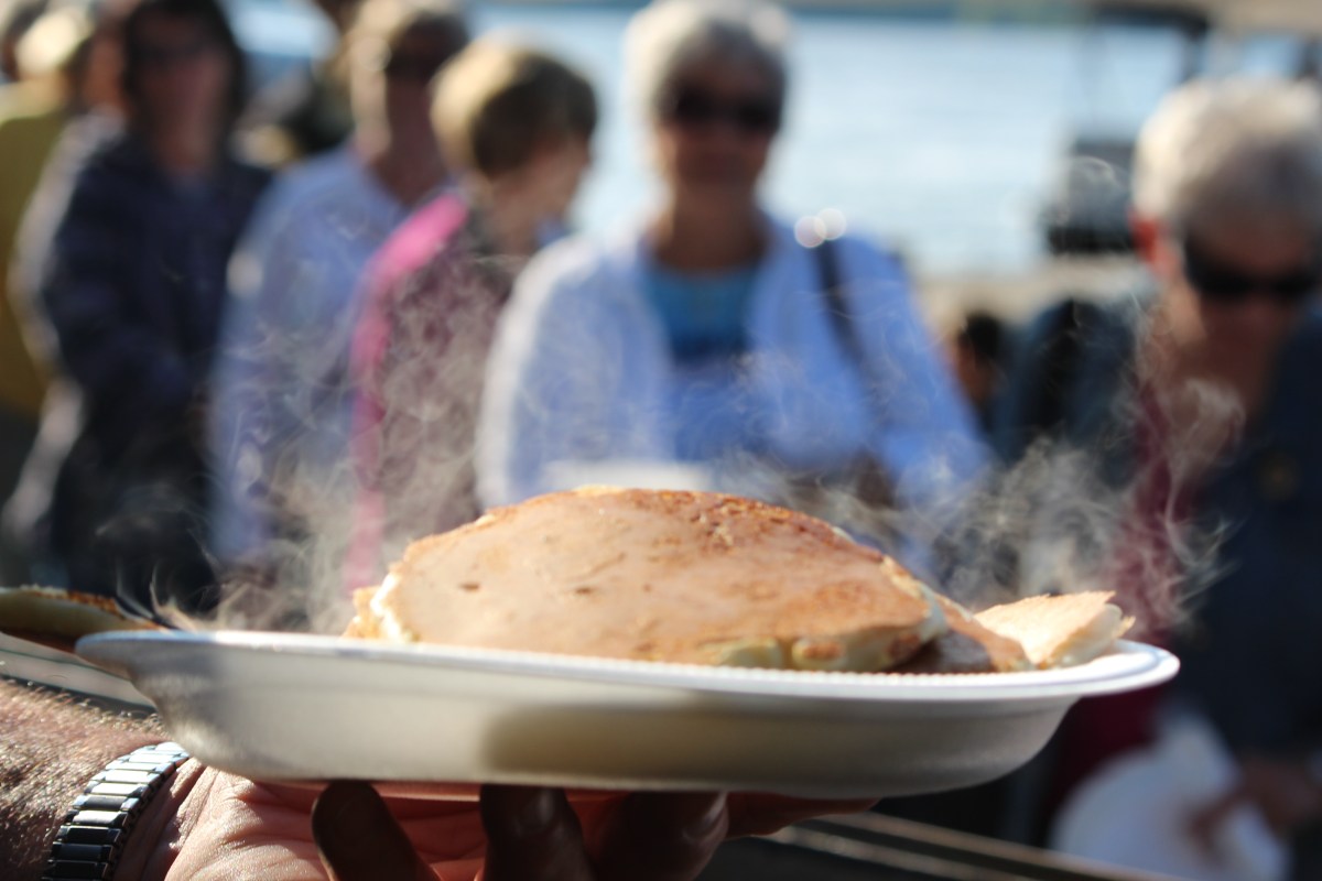 Pancakes on Refugee Island, Brockville during island Breakfast