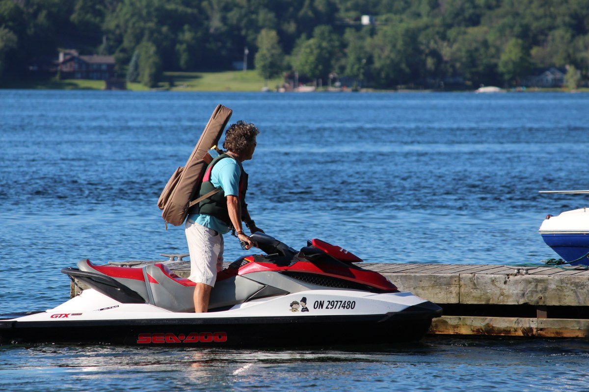 Doug Healy arrives by seadoo